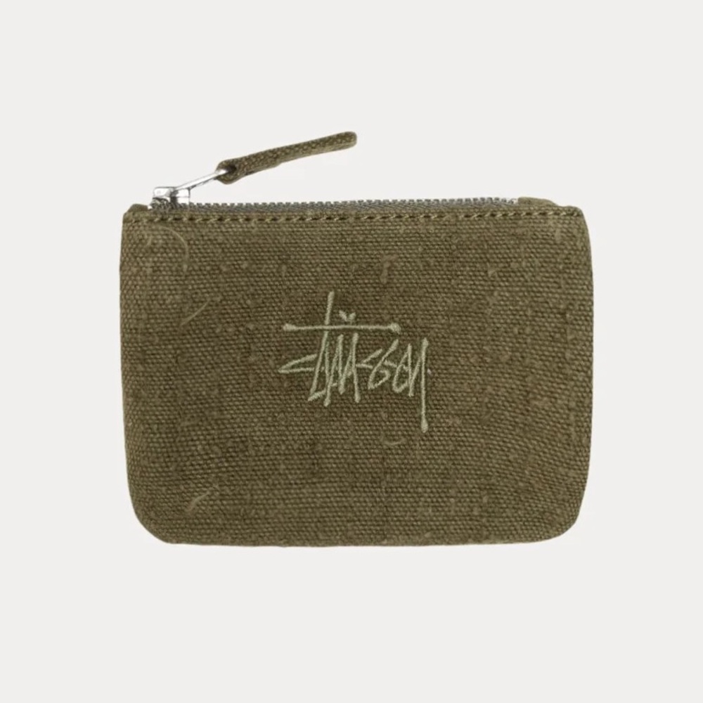 🫒🍸STUSSY NEEDLE PUNCH COIN POUCH - Olive NWT - SOLD OUT 🍸🫒